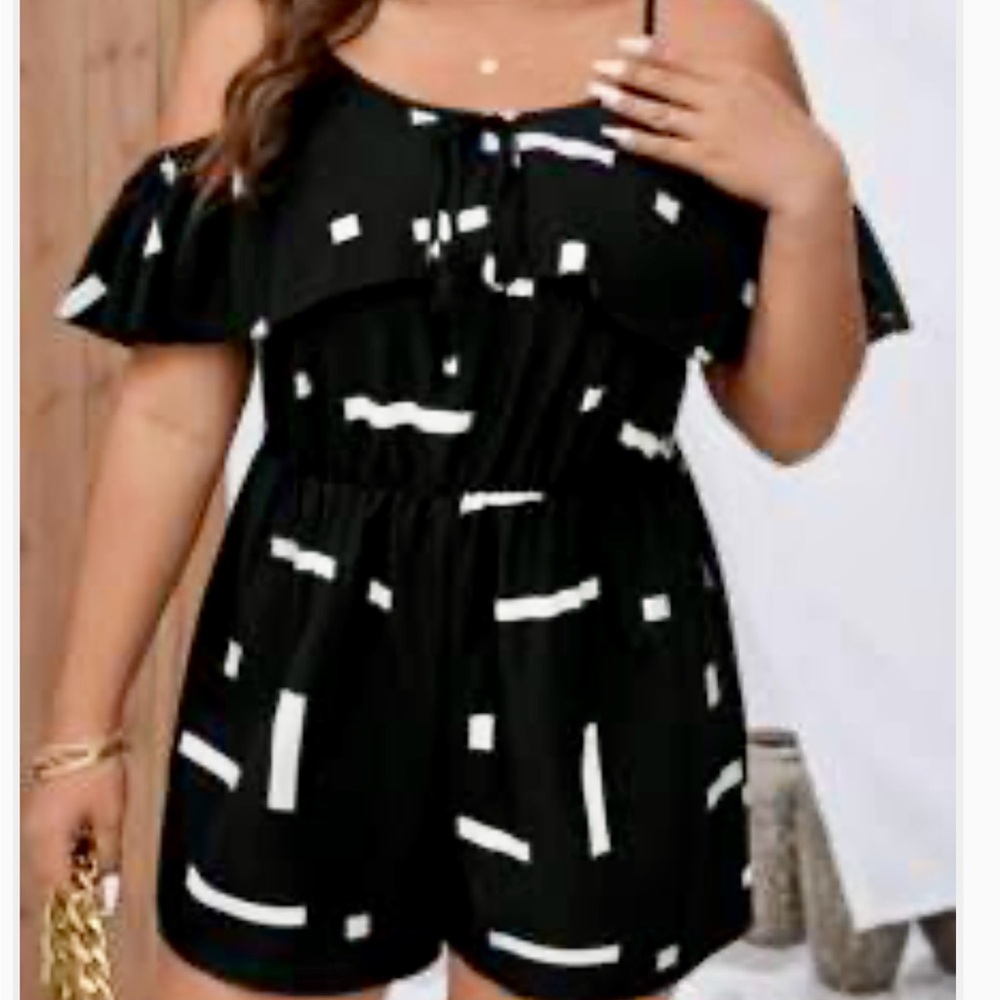 Black and White Off-Shoulder Romper